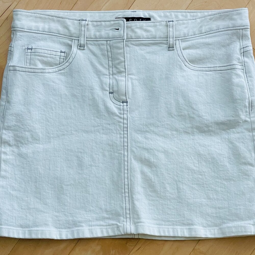 Theory White Denim Mini Skirt - Size 2